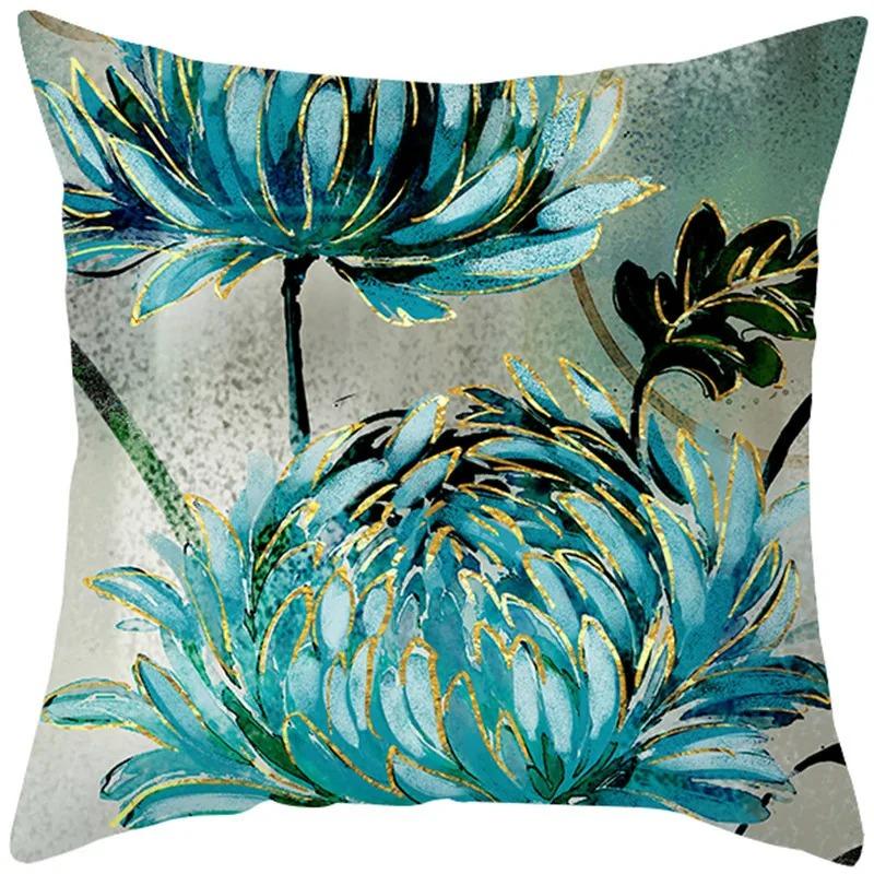 Oil painting floral elegant ginkgo Doublesided Printed pillow cover Short plush Suitable living rooms sofas throw cushion cover