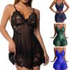 Женская летняя ночная рубашка с V-образным вырезом, кружевная, пэчворк, тонкая бретелька, без рукавов, облегающий крой