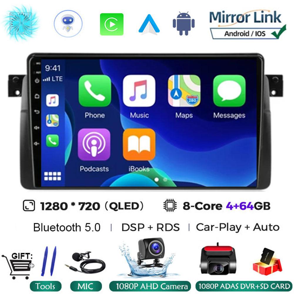 Android 14 Carplay WIFI+4G для BMW E46 M3 1998-2006 Автомобильный Радио Мультимедиа Видео Плеер Стерео GPS DPS Головное Устройство 360 Камера BT