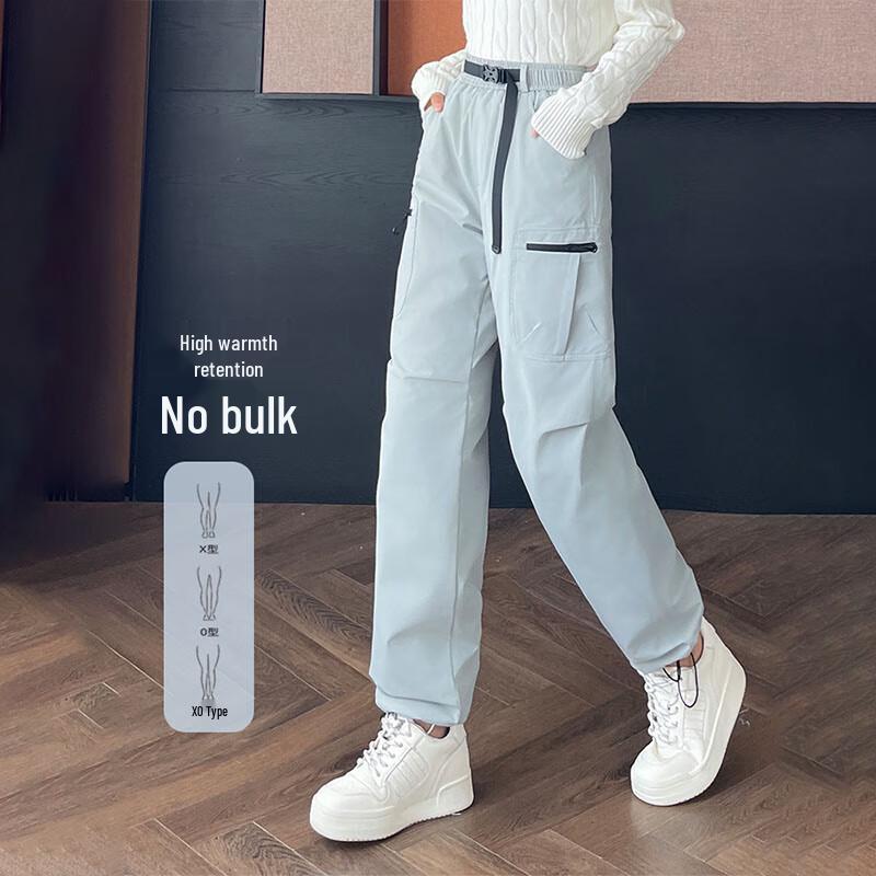 XueZhongFei Couple's Water-Repellent Straight-Leg Down Pants