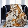 Cute Cat Print Flannel Blanket Sofa Bedroom Blanket Soft Portable Nap Blanket