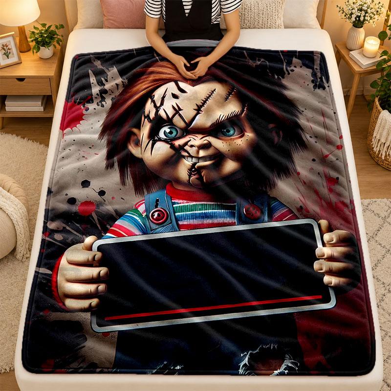 Flannel BlanketChucky Warm Soft Throw Blanket for Indoor Sofa Bed Living Room Use