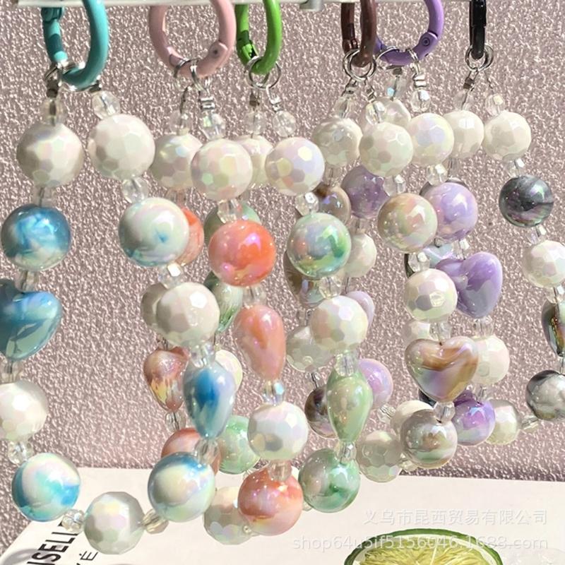 Handmade Beaded Phone Chain Elegant Crystal Wristlet, Fashionable Wrist Lanyard Accessories Suitable for Smartphone Bags