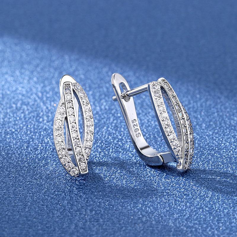 925 Sterling Silver Earrings for Women Round Zircon Earrings Sparkling Party Wedding Jewelry Gift Accessories