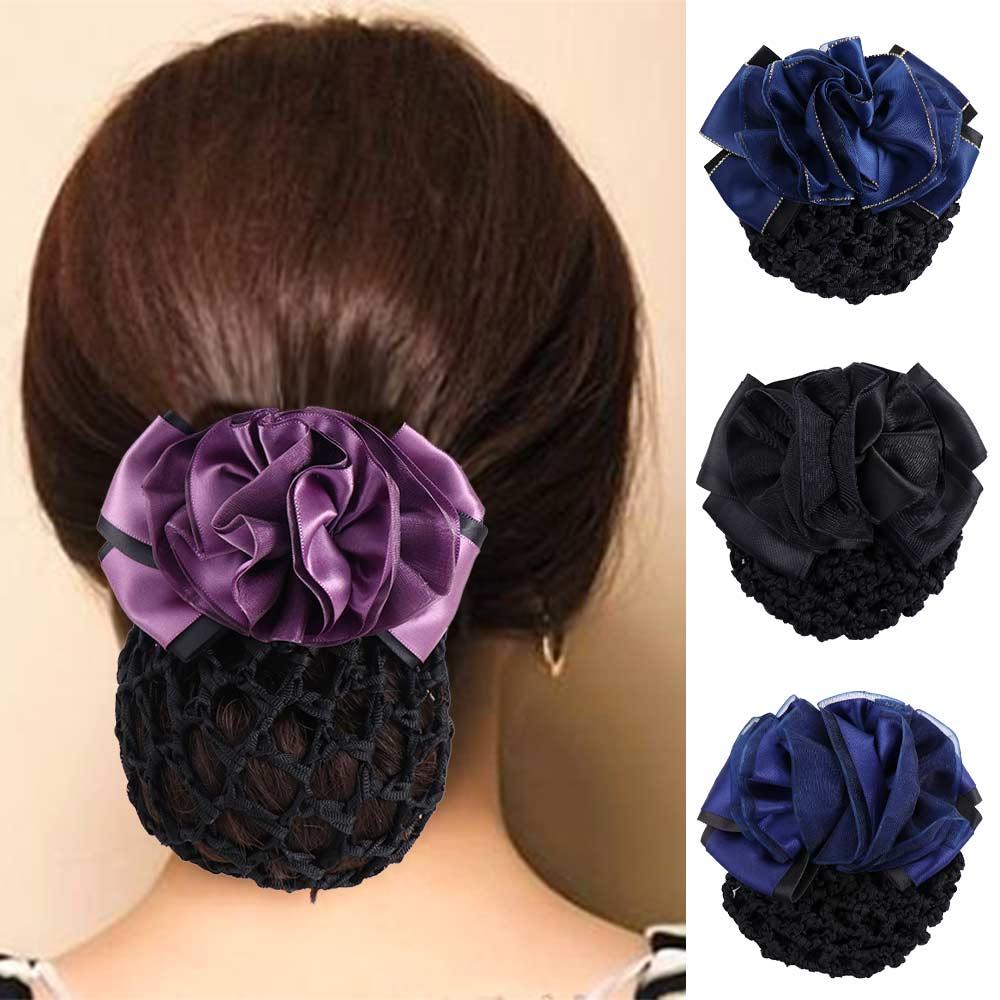 Hair Accessories Sweet Hotel For Girls Hair Clip Female Hairgrips Cover Net Floral Spring Clip Ponytail Clip Korean Bun Snood