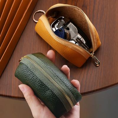 Чехол для автомобильного ключа из искусственной кожи, ключница-кошелек, брелок-сумка на молнии для автомобильного ключа с металлическим кольцом для мужчин и женщин