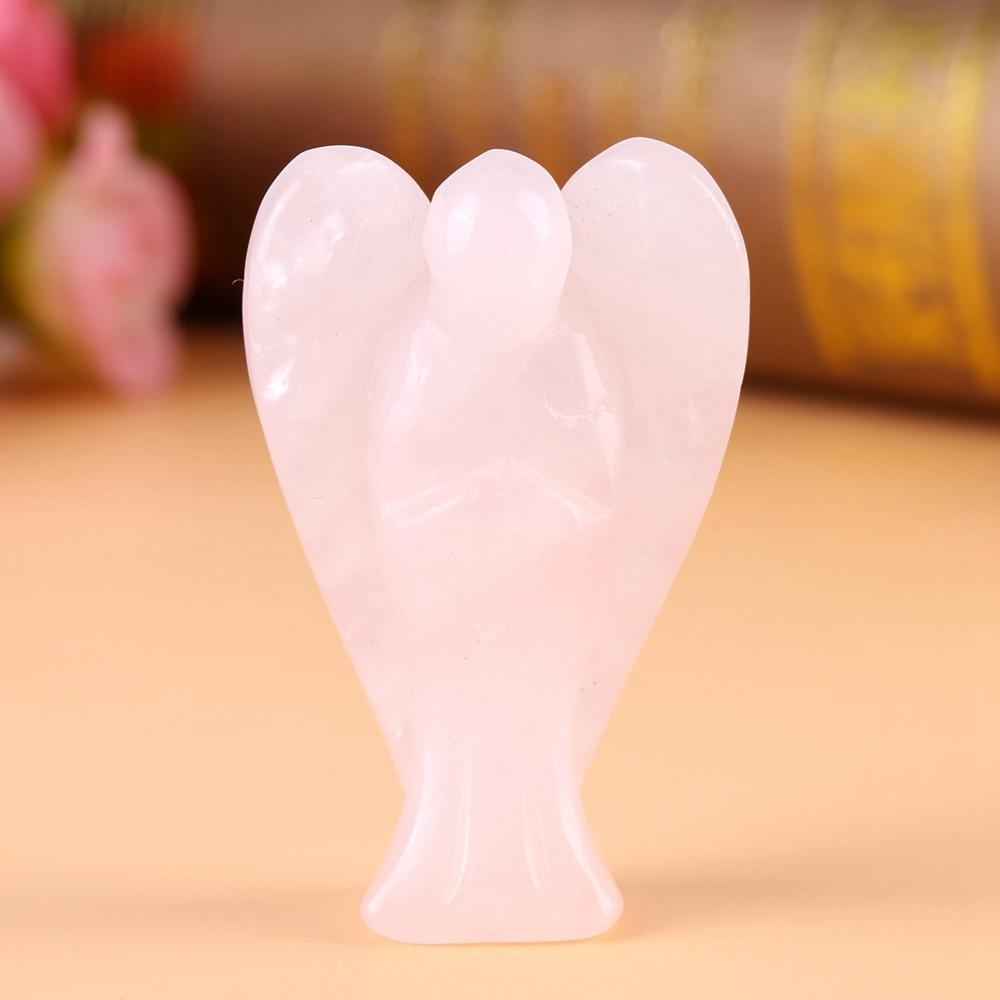 Pink Rose Quartz Angel Hand-Carved Hand-Carved Angel Statues Angel Figurine Decor  For Women