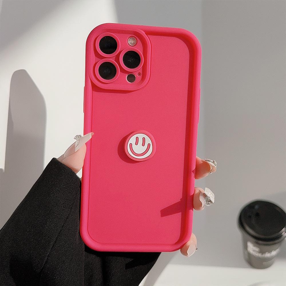 3D small smiley face 17 phone case suitable for iPhone 15, 11, 14 Pro Max, niche 12, full coverage 16, Huawei
