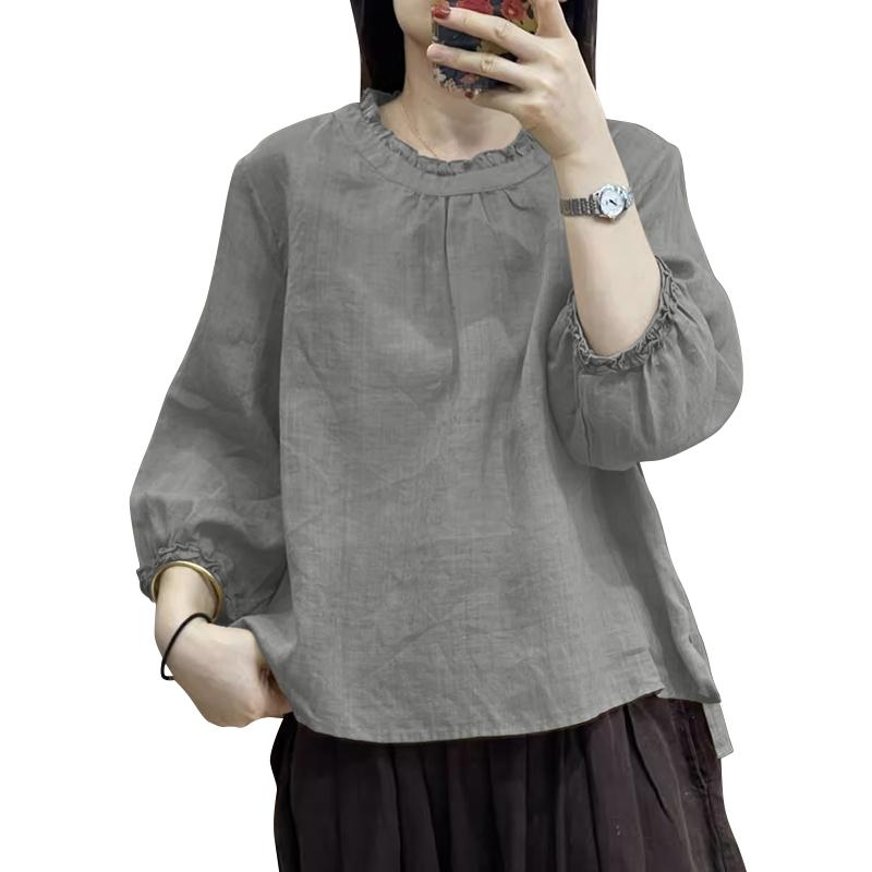 ZANZEA Женская повседневная блузка с круглым вырезом и рукавом 3/4