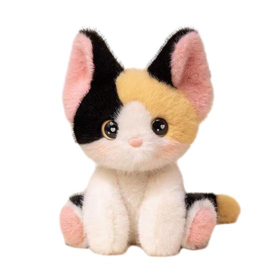 Yousheng Реалистичная кукла кошки Сиамская трехцветная кошка Плюшевая игрушка Мягкое чучело милый друг для стола и подарок для эмоциональной поддержки