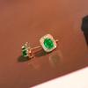 New In Emerald Green Gemstone Square Earrings for Women Sparkling Exquisite Fashion Earings Stud Daily Jewelry Accessories