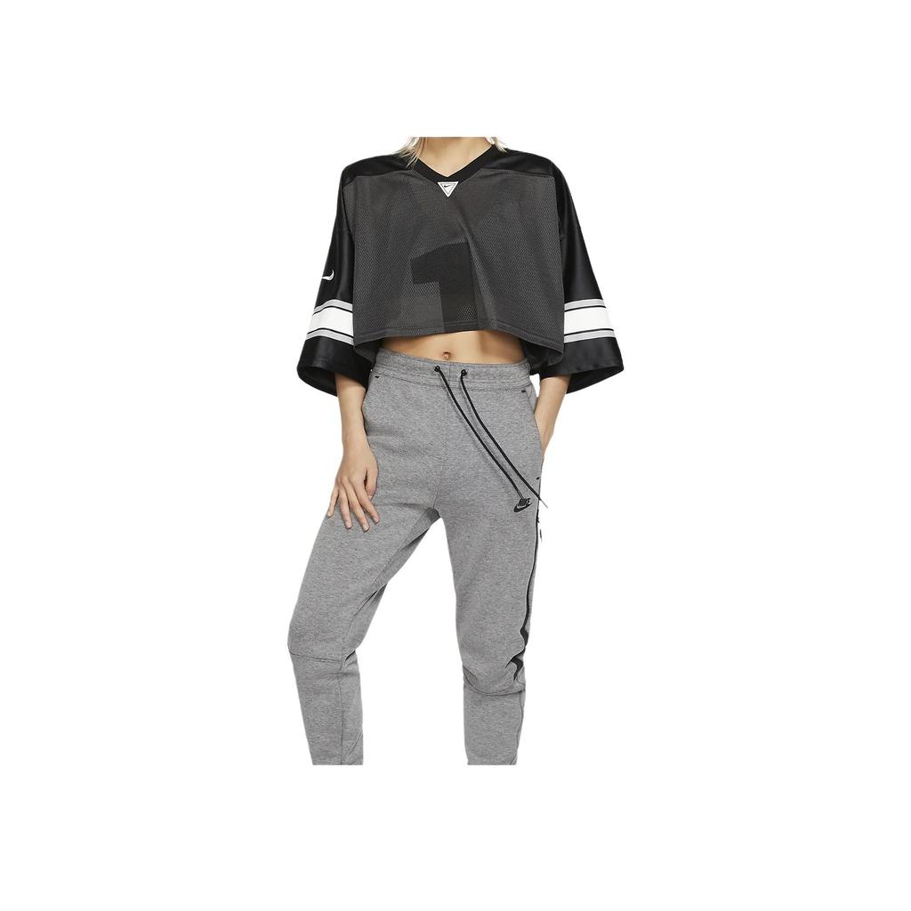 Nike Укороченная футболка с короткими рукавами для американского футбола Lab Collection, женские топы, черные AR5967-010