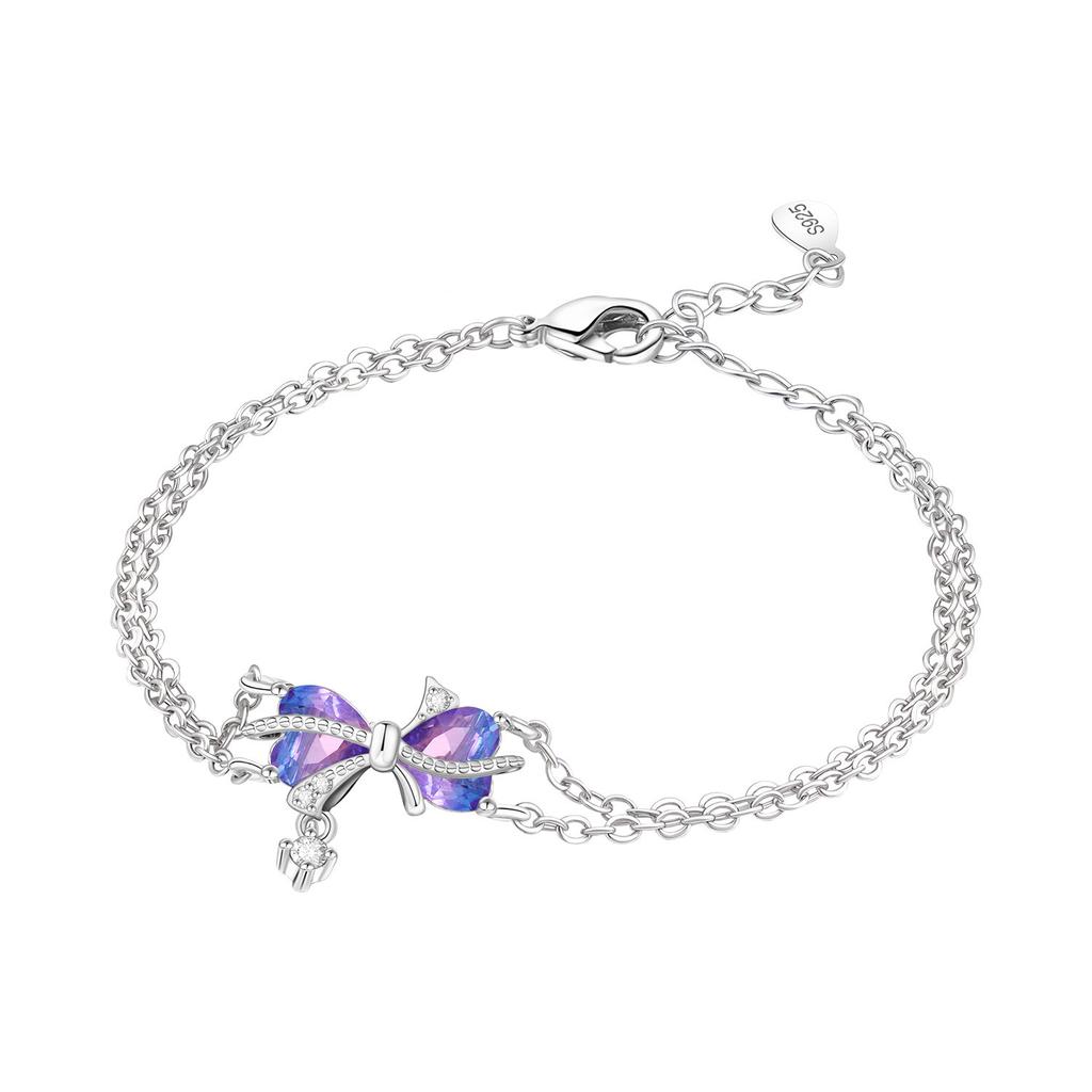 New 925 Silver Rose Gold Double-layer Heart Bracelet Chain Link Women Bracelet Birthday Festival Jewelry Gifts