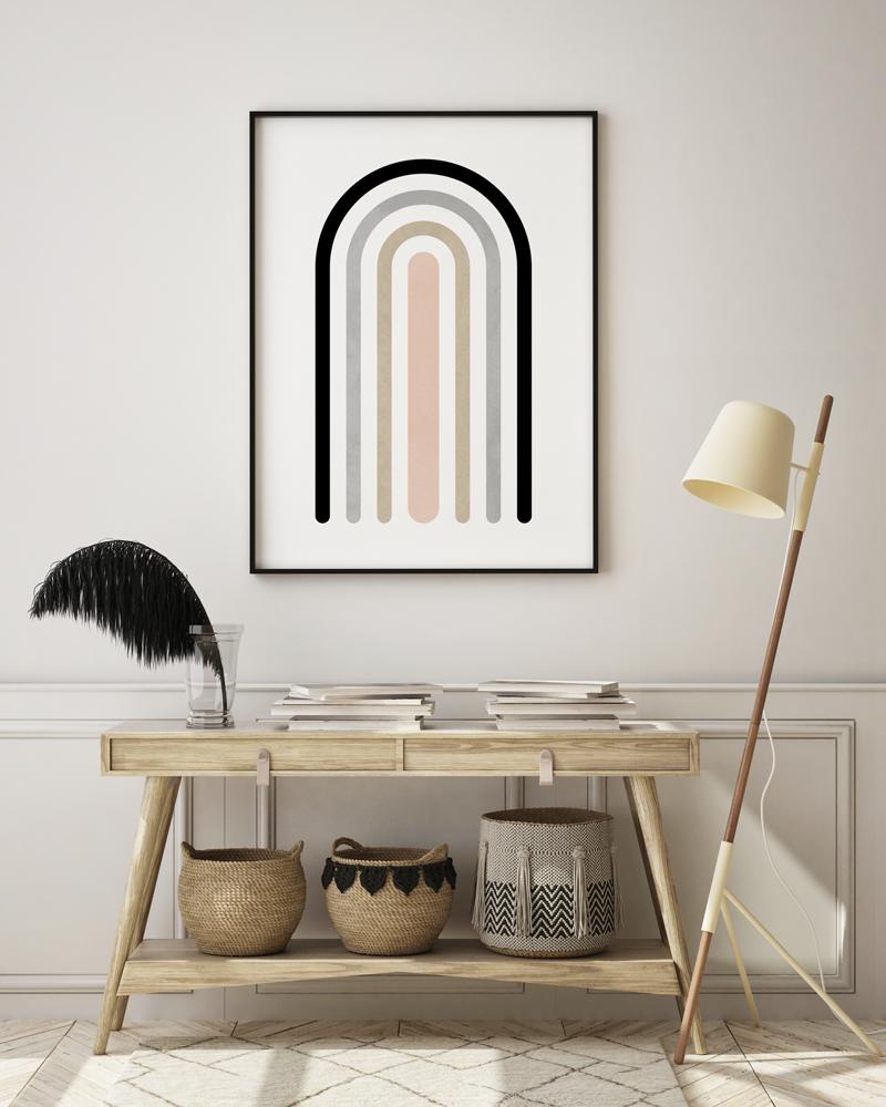 Plakat boho geometryczna tęcza
