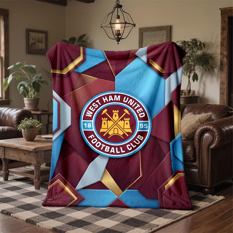 West Ham United Football Print Flannel Blanket Soft Warm Sofa Bed Throw Blanket For Home Office Bedroom
