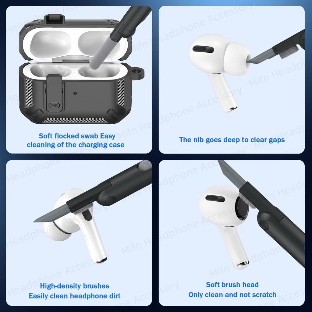 Чехол AirPod Pro 2025 switch с набором для чистки, роскошный защитный чехол TPU для предотвращения падений, чехол для AirPod Pro 3-го/2-го поколения