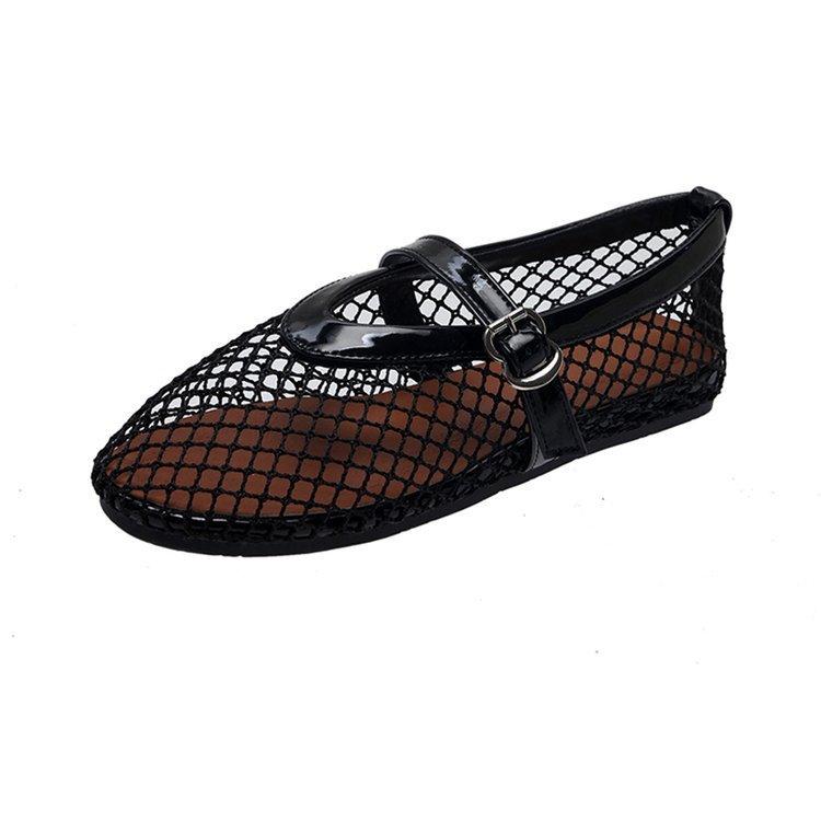 Женские туфли на плоской подошве Hollow Mary Jane Single Shoes Fishing Net Shoes Летние сандалии Женские сетчатые туфли