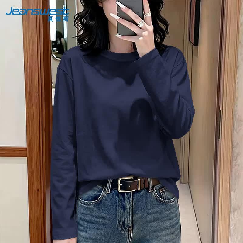 Женская футболка Jeanswest из чистого хлопка свободного кроя с длинным рукавом