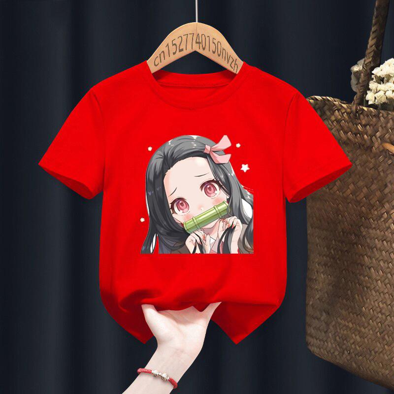 Nezuko Kamado Kimetsu No Yaiba 3D Print Детские футболки Детская одежда для малышей Черная кавайная одежда Футболки для мальчиков и девочек