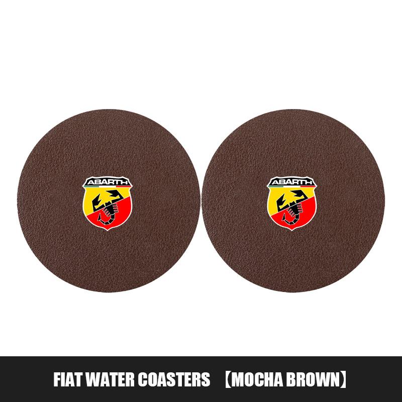 2Pcs Car Coaster PVC Logo Water Cup Pad Anti Slip Mat Accessories For Fiat Abarth 500e Panda Tipo FR Argo Freemont Viaggio Bravo