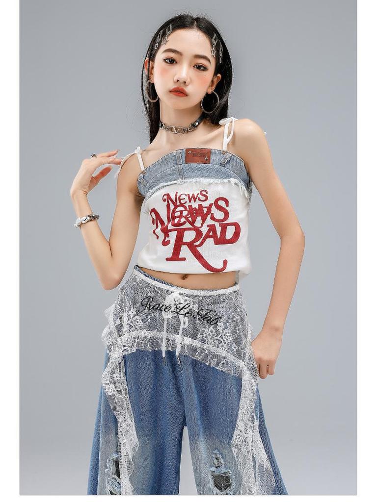 Костюм для джазового танца в корейском стиле для девочек - Детские рваные джинсовые шорты для летнего выступления.