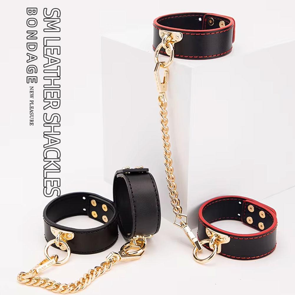 High-end Real Leather BDSM Bondage Set Collar Whip Gag Handcuffs Adult Sex Toys for Couple Comfortable Safe Intimate Games Role