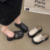 French Belt Buckle Non-slip Bag Head Half Slippers Women's 2025 New Summer Heightened Thick Bottom Outer Wear One Pedal Sandals Tide