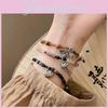 Exquisite Alloy Plated Butterfly Lotus Beaded Bracelet Retro Chic Summer Jewelry