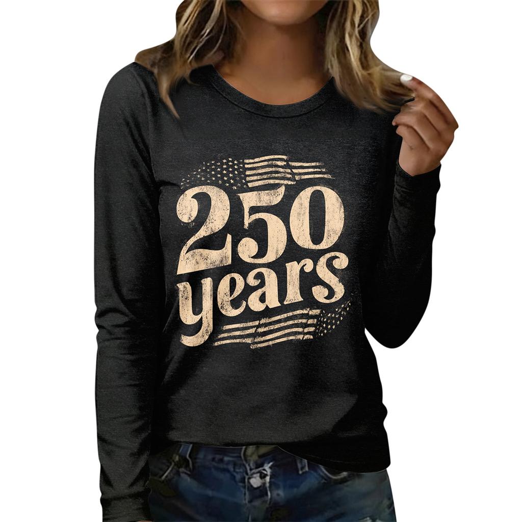 Женская рубашка с длинным рукавом Женская повседневная футболка с круглым вырезом и длинным рукавом с принтом