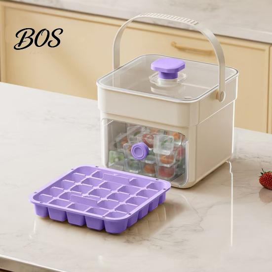 Flexible Ice Cube Maker 2-In-1 Tray, And Storage Bin Set, Large Capacity 25-Cell Reusable Mold with Lid One-Click Easy Release Maker, for Camping