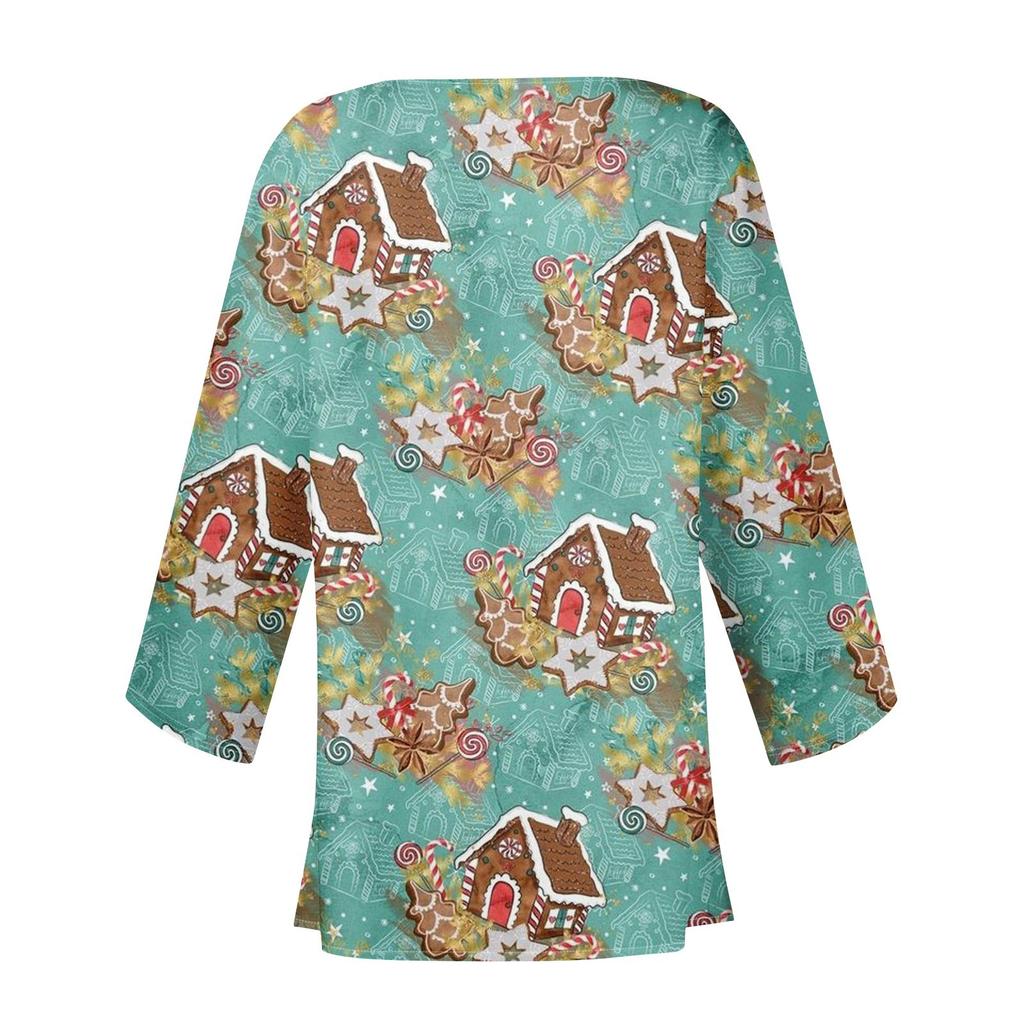 Women's Casual Fashion Christmas Print Lightweight Medium Length Jacket Cardigan