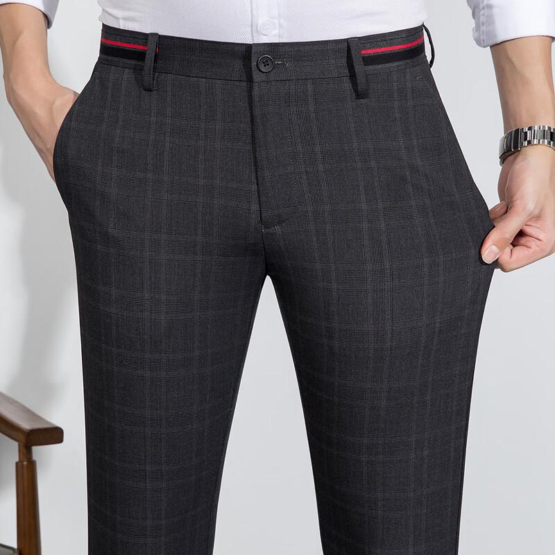 MONTAGUT Elegant Striped Casual Trousers with Splicing Detail