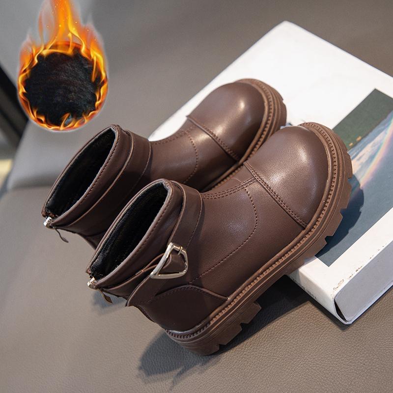 Girls' Fashion Trend with Zipper and Plush Insulation High Top Cotton Boots Short Boots Casual Fashion Boots