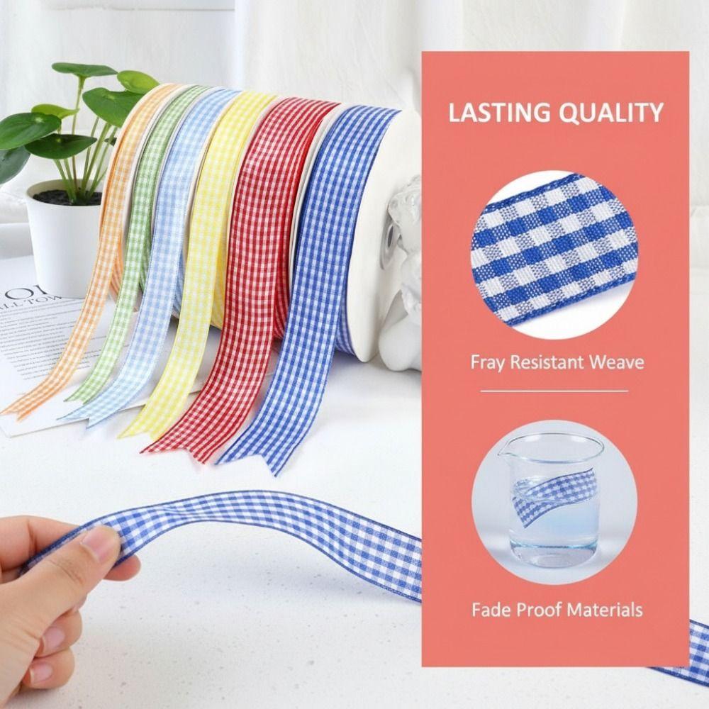 DIY Crafts Plaid Ribbon Assorted Colors Gift Wrapping Ribbon Gingham Ribbon  Wedding Decoration