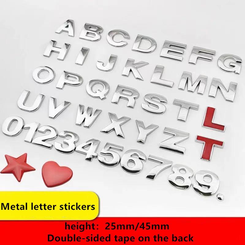 1 шт. 3D Металл 45 мм 25 мм DIY Буквы Алфавит Эмблема Цифры Хромированная Наклейка Цифровой Значок Аксессуары Мотоцикл