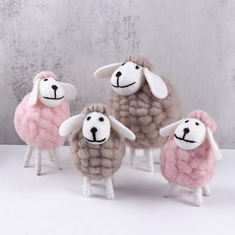 Miniatures Birthday Wool Felt Sheep Figurines Home Furnishings Desktop Decor Mini Table Ornament