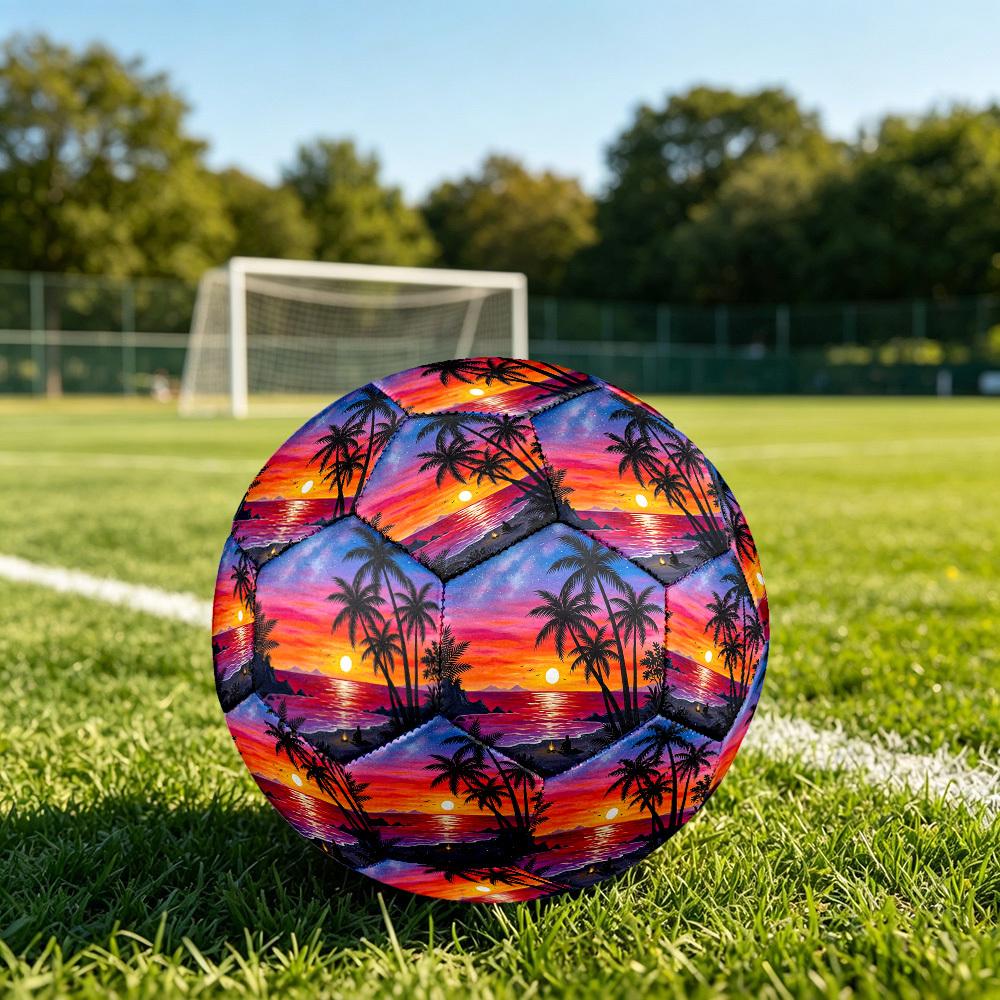 1pc Beach Sunset Scene Durable Size 5 Soccer Ball Professional Match Training Football Indoor &Outdoor Sports Ball p60197