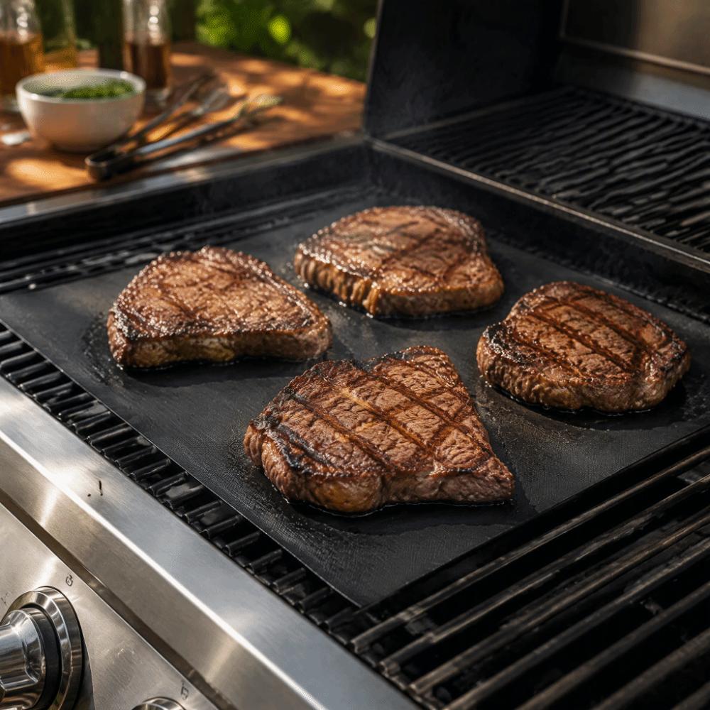 2 PCS Black BBQ Grill Mat Heat Resistant Grilling Cooking Sheet Gas Grill Charcoal Grill