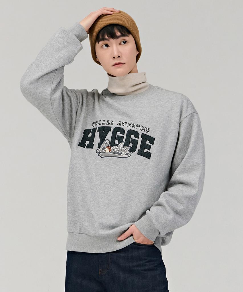 CHASECULT Unisex Character Boucle Embroidered Brushed Fleece Sweatshirt - Gray