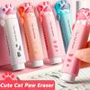 1Pcs Lovely Cat Paw Portable Rubber Eraser Creative Push-Pull Design  Pencil Erasers For Kids School Offices Supplies Stationery
