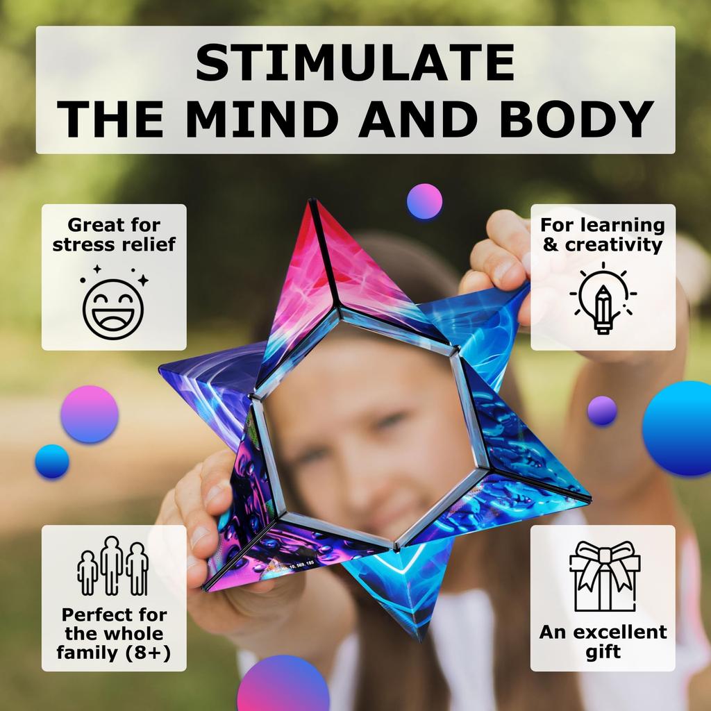 Запатентованный кубик-фигурка SHASHIBO Shape Shift Box с 36 редкоземельными магнитами, трансформирующийся в более чем 70 форм (Голограмма Пар)