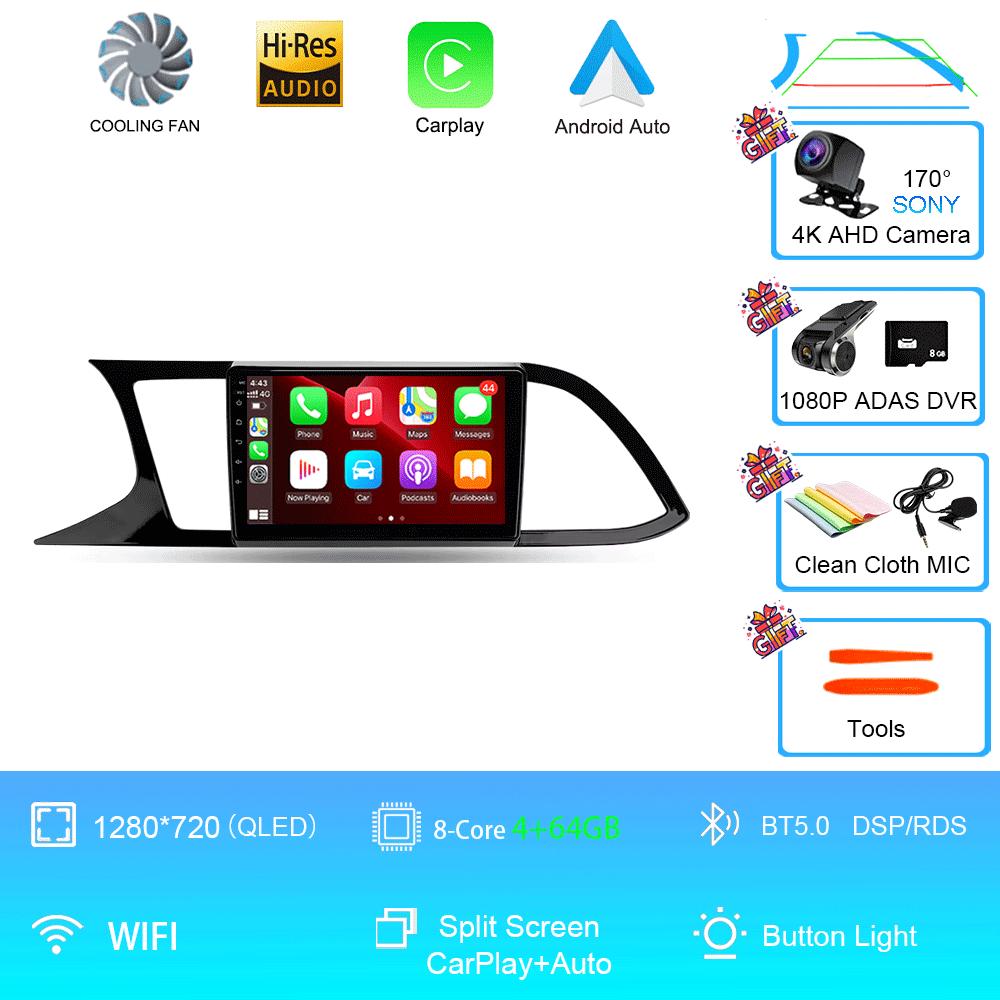 Автомобильное радио Android 14 Carplay Auto для Seat Leon 3 MK3 2012-2020 GPS-навигация 4G WIFI Мультимедийный видеоплеер Стерео 360 Камера