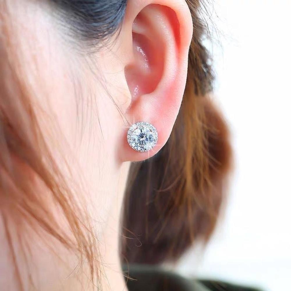 Серьги Classics 1.22CT с круглым муассанитом, женские серьги-гвоздики из стерлингового серебра 925 пробы с муассанитом