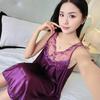 11 Colors Women's Fashion Pajamas Dress Lace Satin Sleeveless Nightly Dress Comfortable Homewear Silk Sleepwear