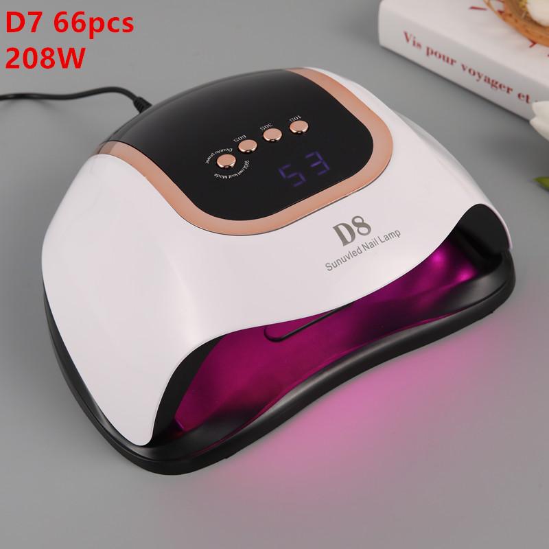 D8 208 Вт 66 светодиодов УФ-светодиодная сушилка для ногтей для сушки гель-лака портативная дизайнерская лампа для ногтей с датчиком движения маникюрные инструменты для дизайна ногтей