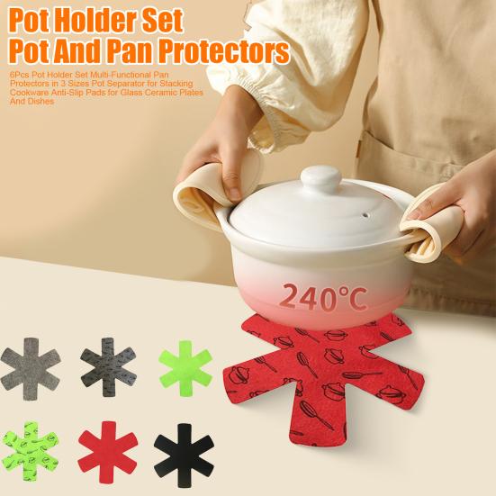 Набор из 6 держателей для кастрюль, многофункциональные защитные приспособления для кастрюль в 3 размерах, разделитель для кастрюль