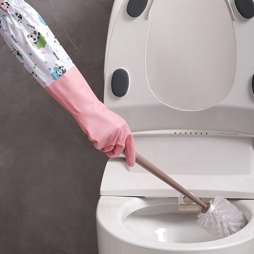 Long Sleeves Elastic Band Mouth Rubber Gloves Plush Kitchen Cleaning Tool Laundry