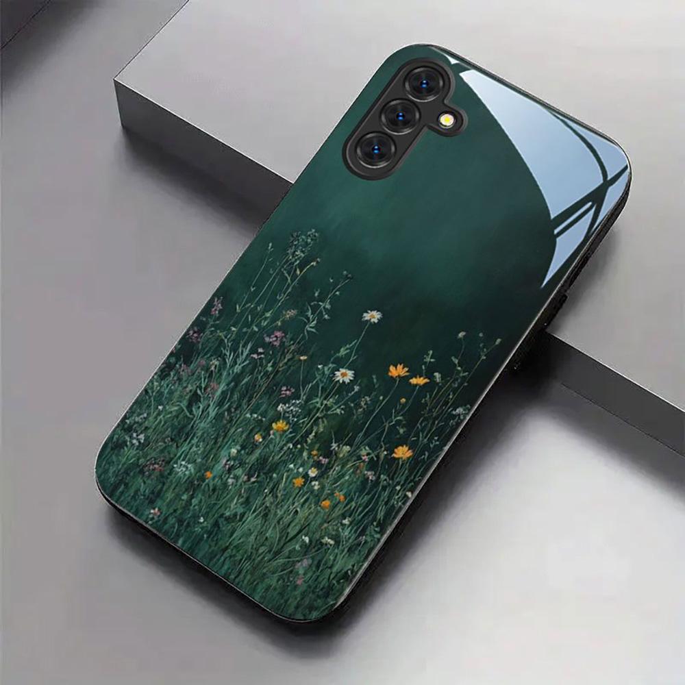 Чехол-крышка из закаленного стекла с рисунком «Цветок и пчела» для Samsung Galaxy S26 Ultra Чехол Samsung S24 S22 S25 Ultra S 26 Plus S23 S20 S21 FE Чехлы Обложка