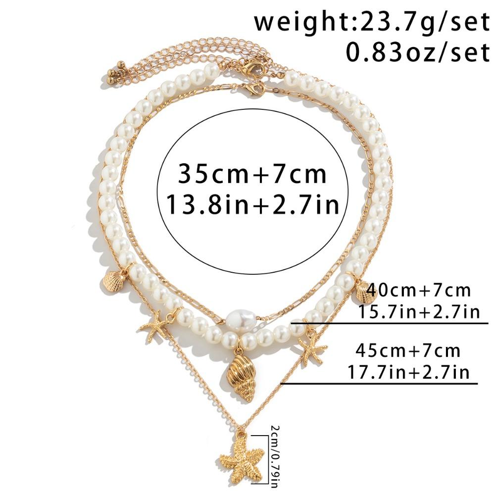 Temperament Beach Beaded Necklace Simplicity Starfish Shell Necklace New Imitation Pearl Necklace