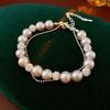 Блестящий циркон жемчуг кристалл браслет шарм двухслойный браслет модный бисерный ручной браслет вечеринка